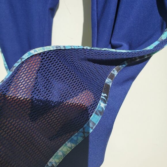 XL GOTTEX BLUE TROPICAL MESH LEGGINGS YOGA PANTS EXTRA LARGE - Picture 3 of 13